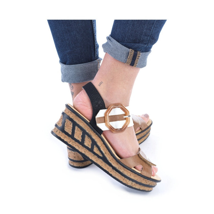 Rieker Wedge Sandal 68176-64 CREAM