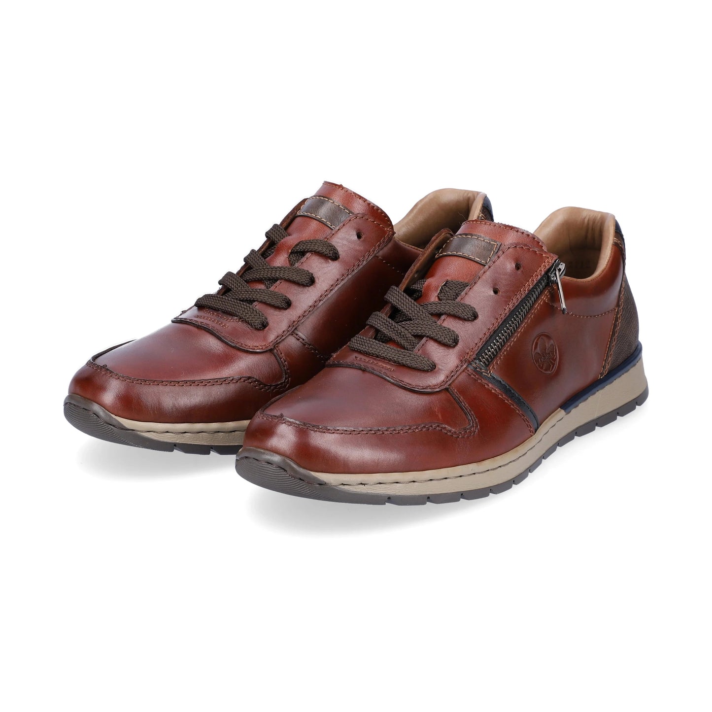 Rieker B2112 BROWN Leather Lace Shoe With Zip B2112-25