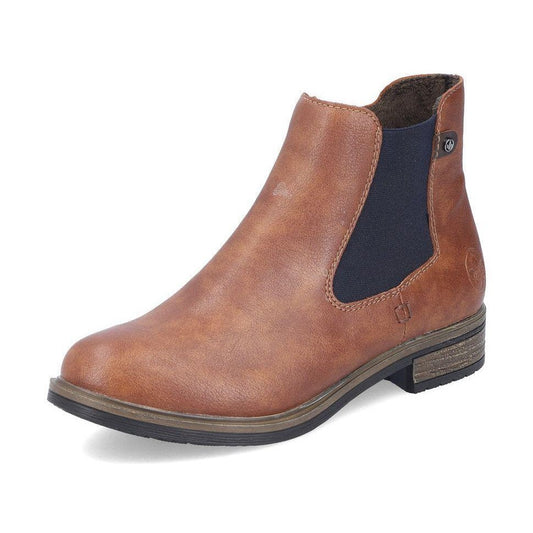 Rieker Ladies Boot 72254 Classic elastic sided boot with zip TAN 72254-24