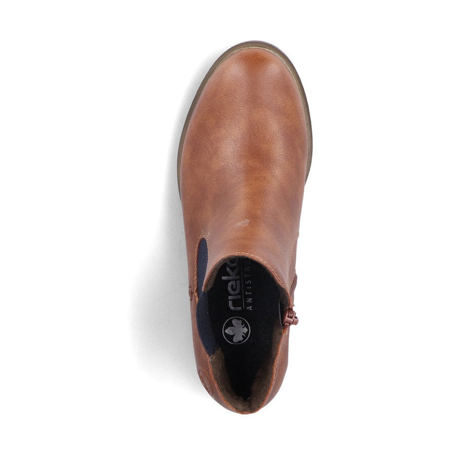 Rieker Ladies Boot 72254 Classic elastic sided boot with zip TAN 72254-24