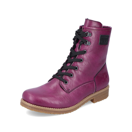 Rieker Ankle Boot with lace and Zip 73512-30 PURPLE