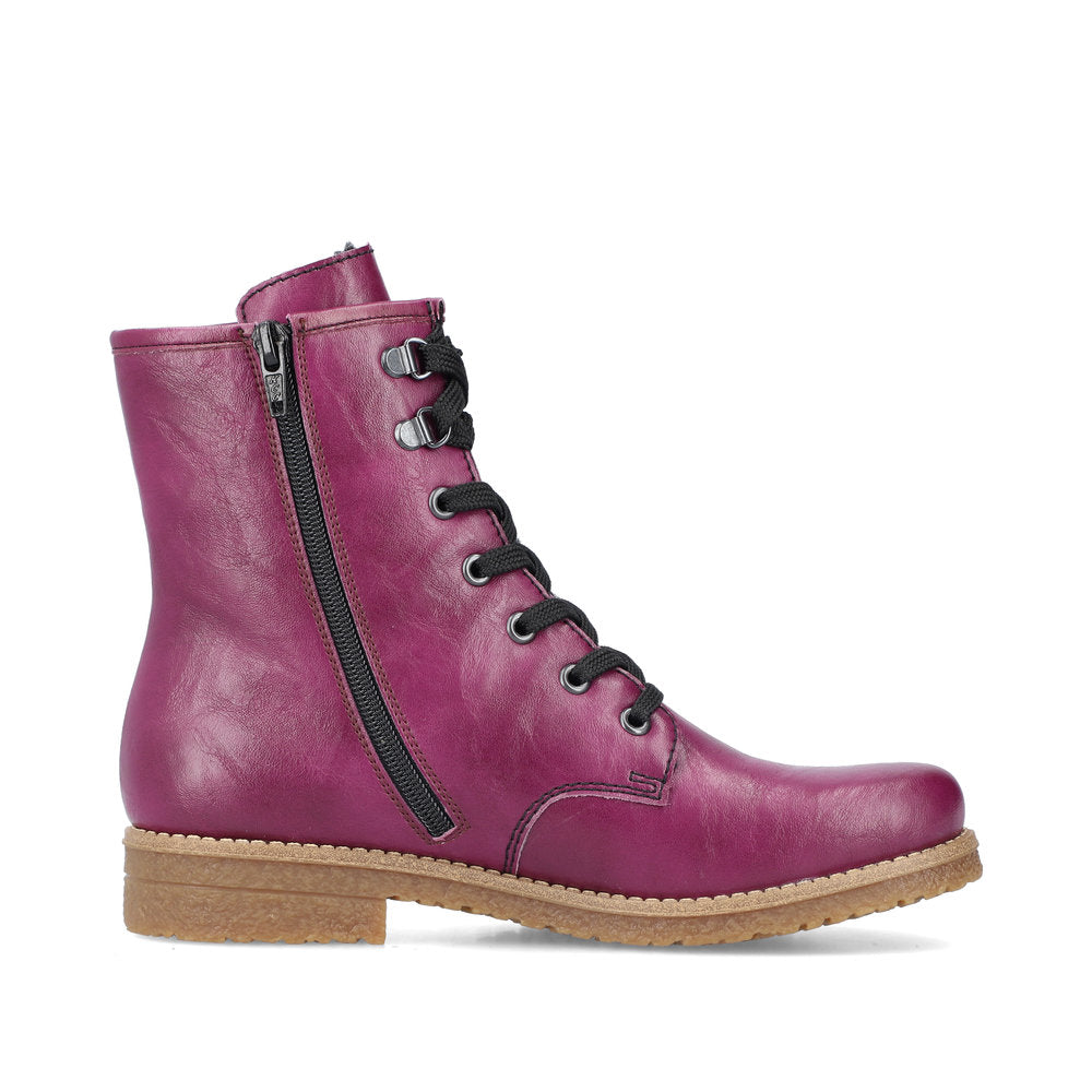 Rieker Ankle Boot with lace and Zip 73512-30 PURPLE