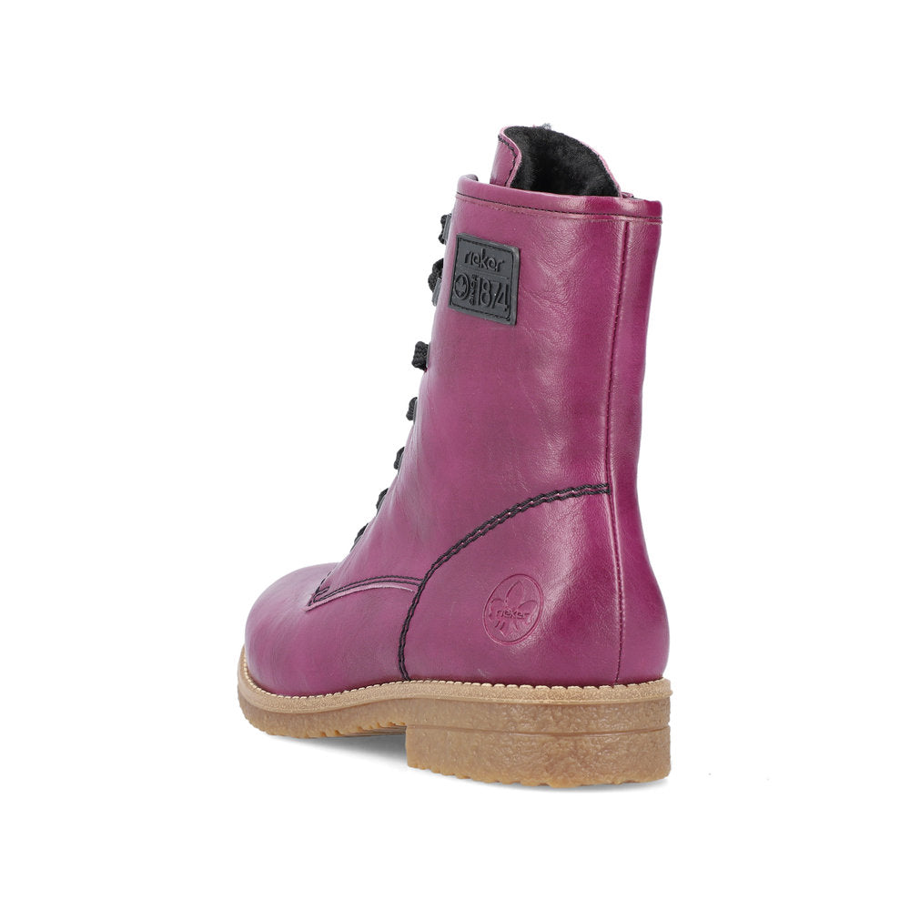Rieker Ankle Boot with lace and Zip 73512-30 PURPLE