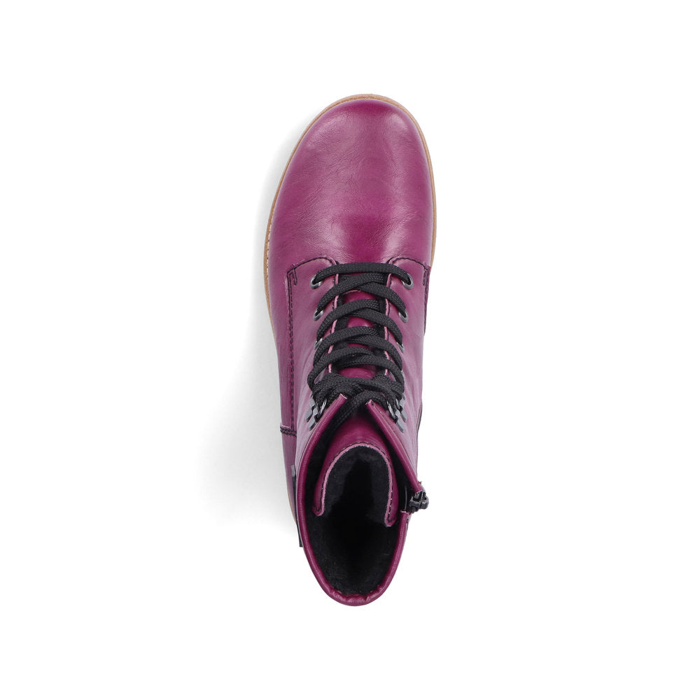 Rieker Ankle Boot with lace and Zip 73512-30 PURPLE