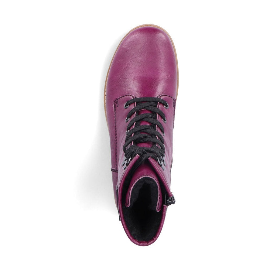 Rieker Ankle Boot with lace and Zip 73512-30 PURPLE