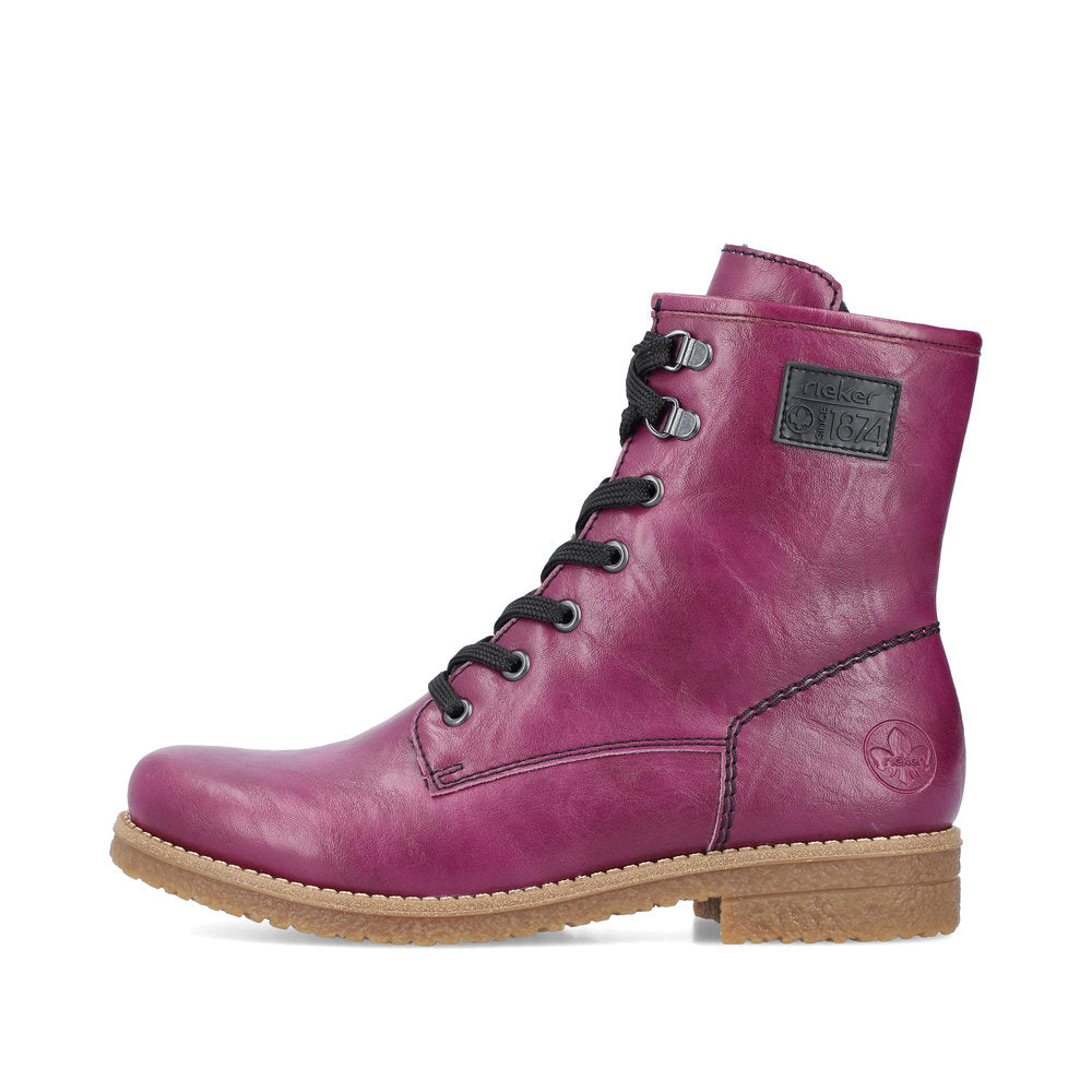 Rieker Ankle Boot with lace and Zip 73512-30 PURPLE