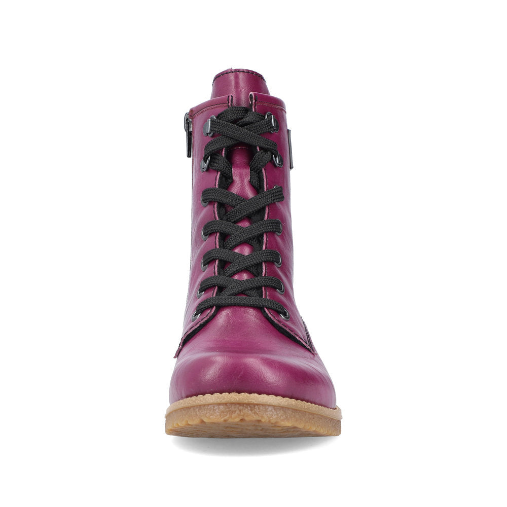 Rieker Ankle Boot with lace and Zip 73512-30 PURPLE