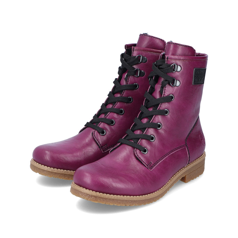 Rieker Ankle Boot with lace and Zip 73512-30 PURPLE