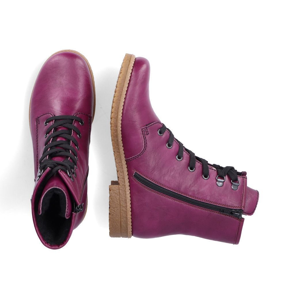 Rieker Ankle Boot with lace and Zip 73512-30 PURPLE