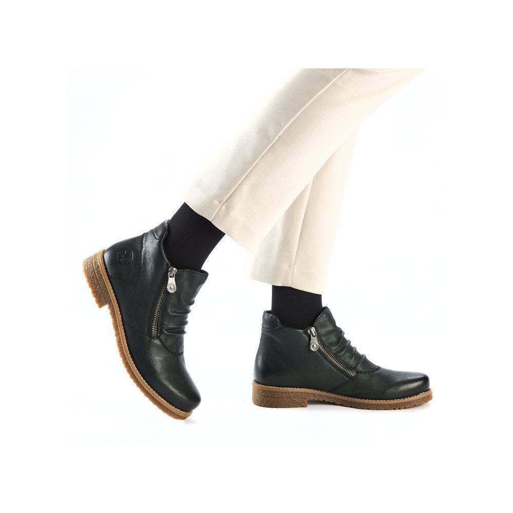 Rieker Ladies Boot 73553-54 Casual Ankle boot with double Zip GREEN 73553-54