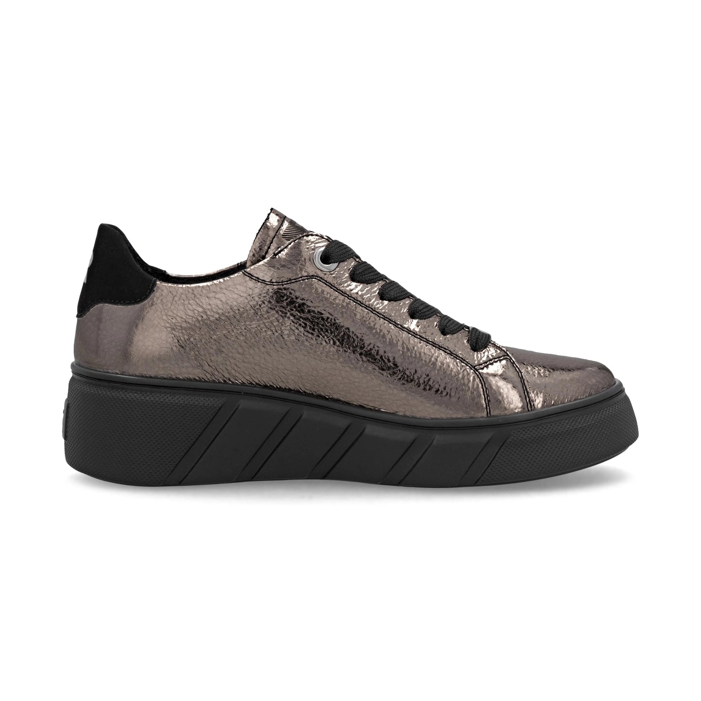 Rieker W2601 PEWTER Leather Low Top Sneakers W2601-91