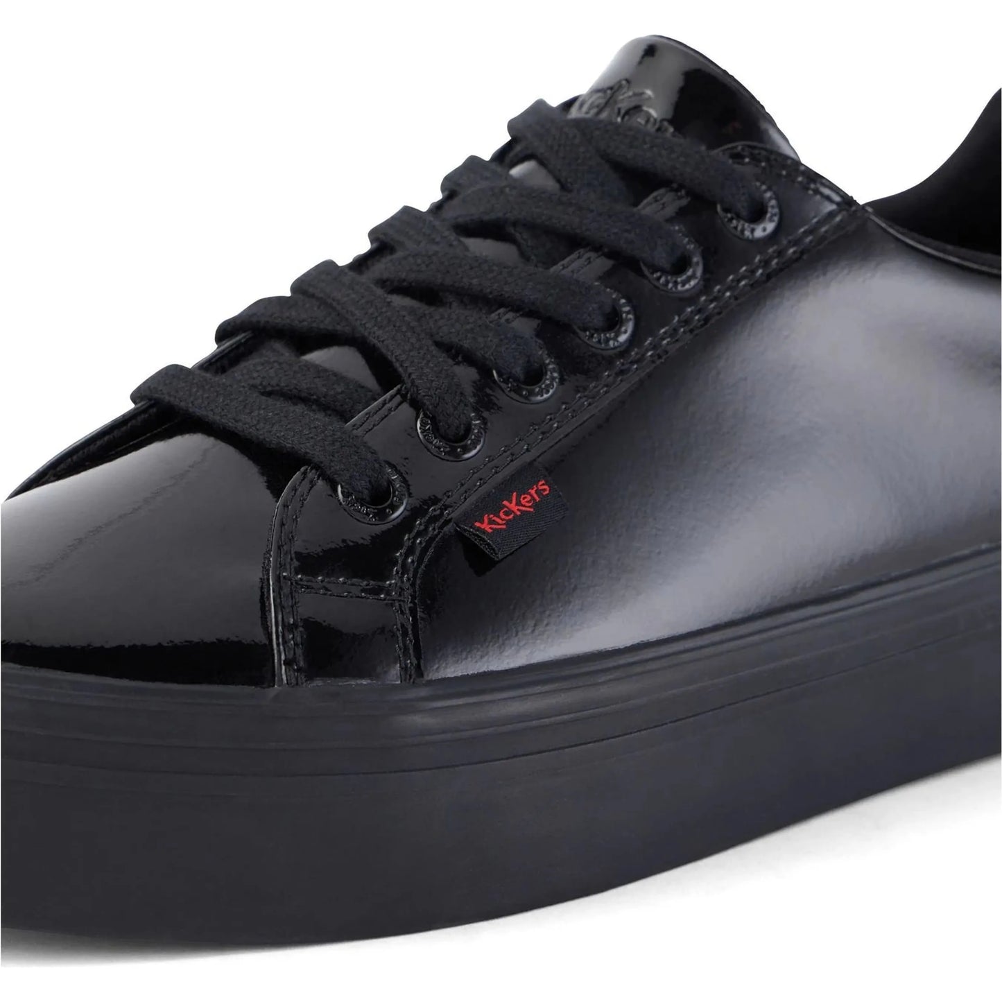 Kickers Tovni Stack BLACK Patent Leather Lace Up Shoes