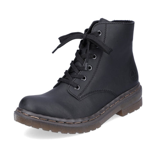 Rieker Ankle Boot with Lace and Zip BLACK 78240-00