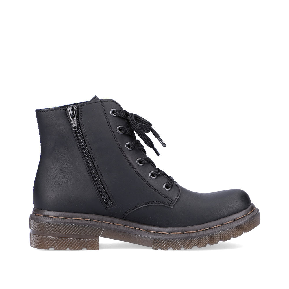 Rieker Ankle Boot with Lace and Zip BLACK 78240-00