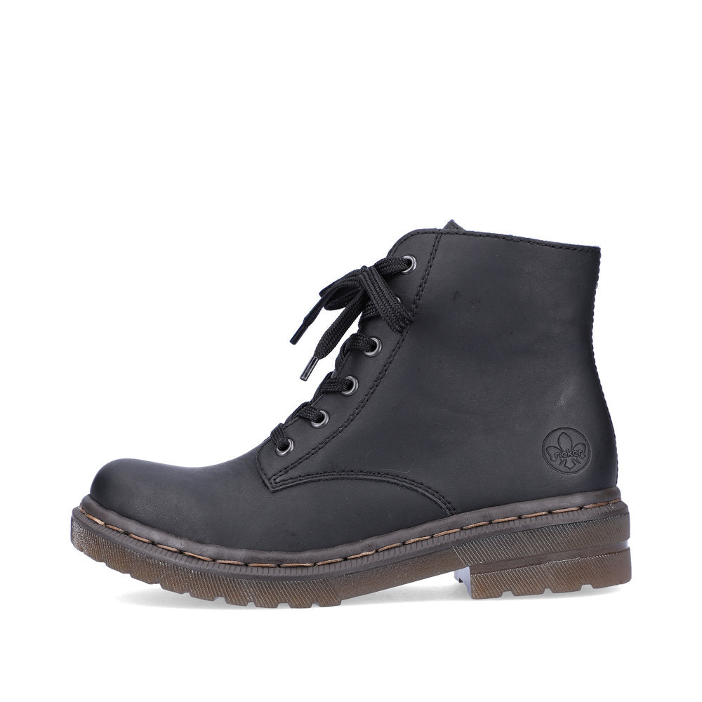 Rieker Ankle Boot with Lace and Zip BLACK 78240-00
