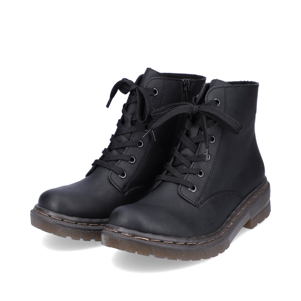 Rieker Ankle Boot with Lace and Zip BLACK 78240-00
