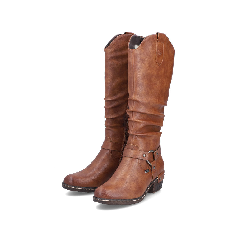 Rieker 93670 TAN Long Western Style Zip Boot 93670-24