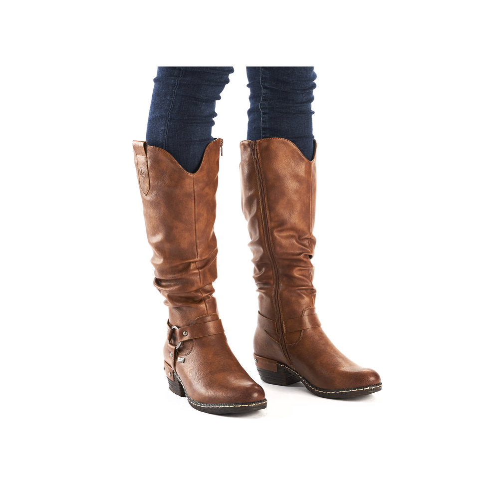 Rieker 93670 TAN Long Western Style Zip Boot 93670-24