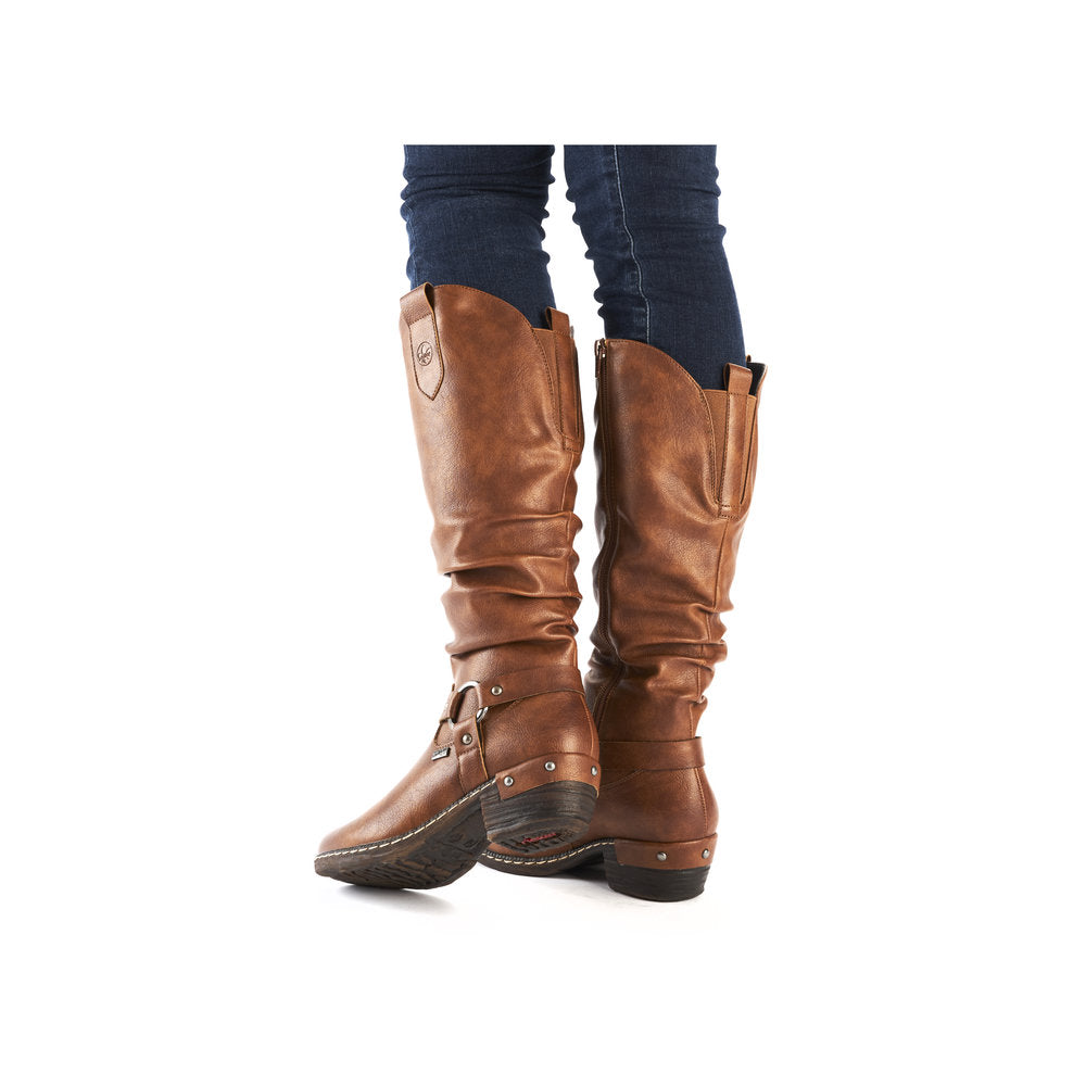 Rieker 93670 TAN Long Western Style Zip Boot 93670-24