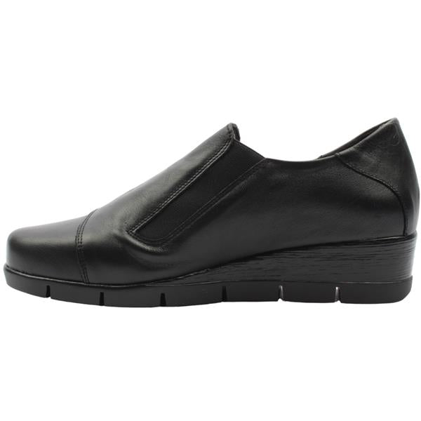 Valerias Black Soft Leather Wide fitting Zip Shoe Boot 9510