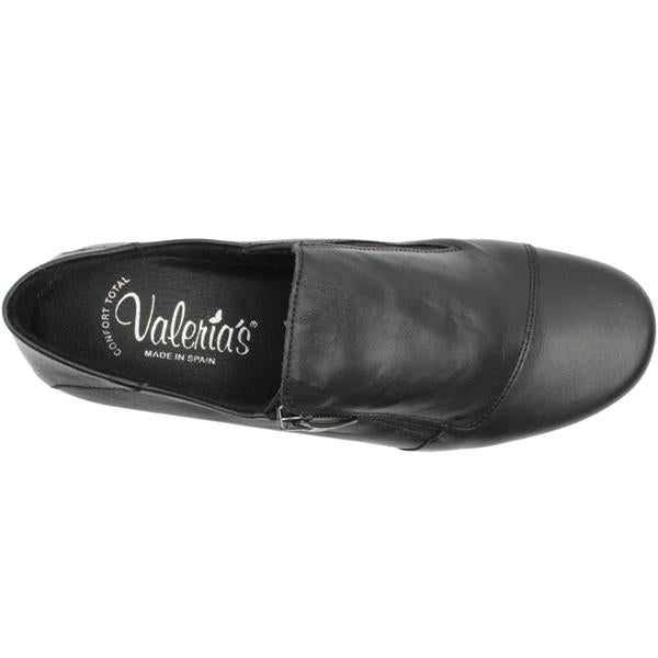 Valerias Black Soft Leather Wide fitting Zip Shoe Boot 9510