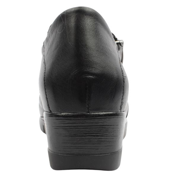 Valerias Black Soft Leather Wide fitting Zip Shoe Boot 9510