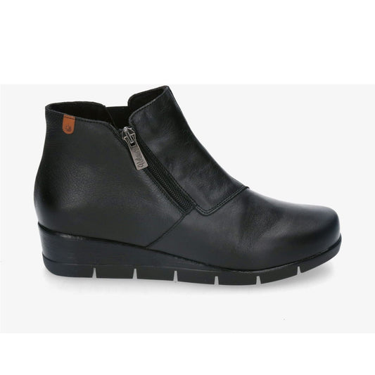Valerias 9511 BLACK Soft Leather Wide Fitting Ankle Boot