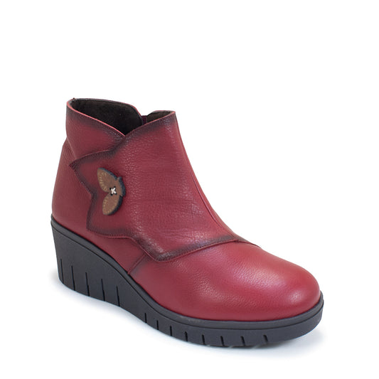 Valeria's Soft Leather Wedge Ankle Boot 9615 BURDEOS