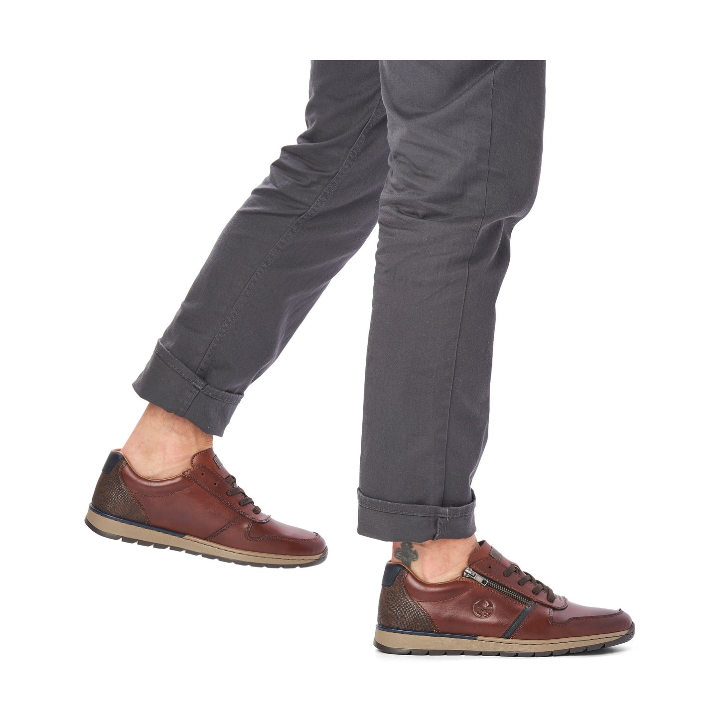 Rieker B2112 BROWN Leather Lace Shoe With Zip B2112-25