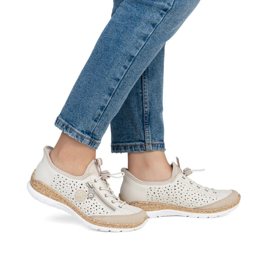 Rieker N42v3Beige Elasticated Slip On Shoe N42V3-60