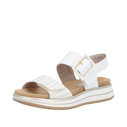 Remonte D1j53 WHITE Leather Twin Touch Fastening Wide Fitting Sandal D1J53-81