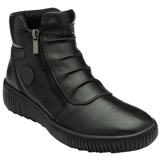 Lotus Atlanta BLACK Soft Leather Twin Zip Ankle Boot ULB405