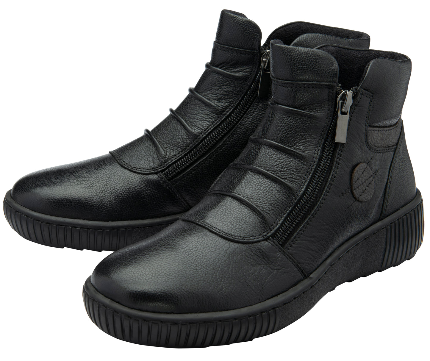 Lotus Atlanta BLACK Soft Leather Twin Zip Ankle Boot ULB405