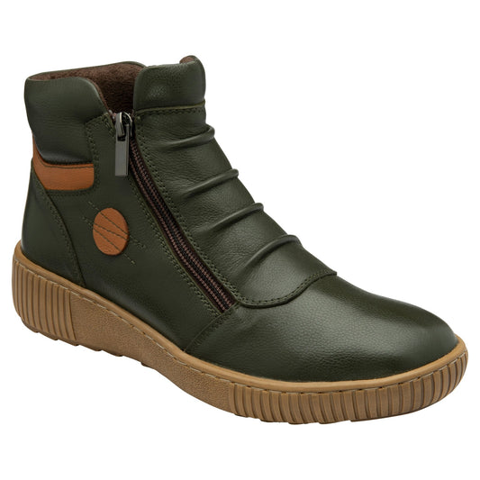 Lotus Atlanta Green Soft Leather Twin Zip Ankle Boot ULB405