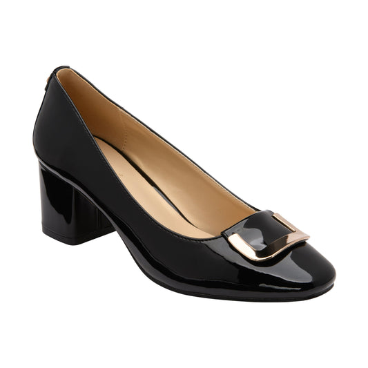 Lotus Shoe Aubrey Classic Court shoe with block heel BLACK PAT ULB443