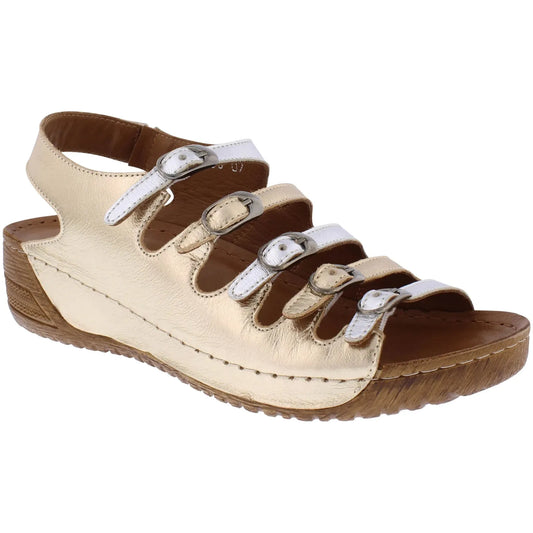 Adesso Astrid Soft Leather METALLIC Wedge Sandal astrid-A6869