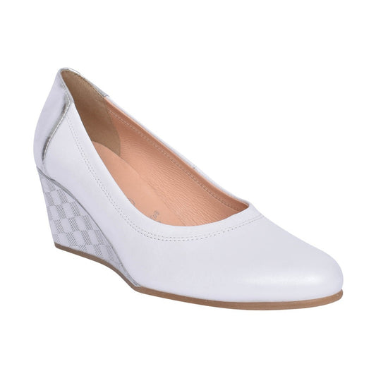 Bioeco 5899 WHITE Leather Wedge Court Shoe 5899-2362