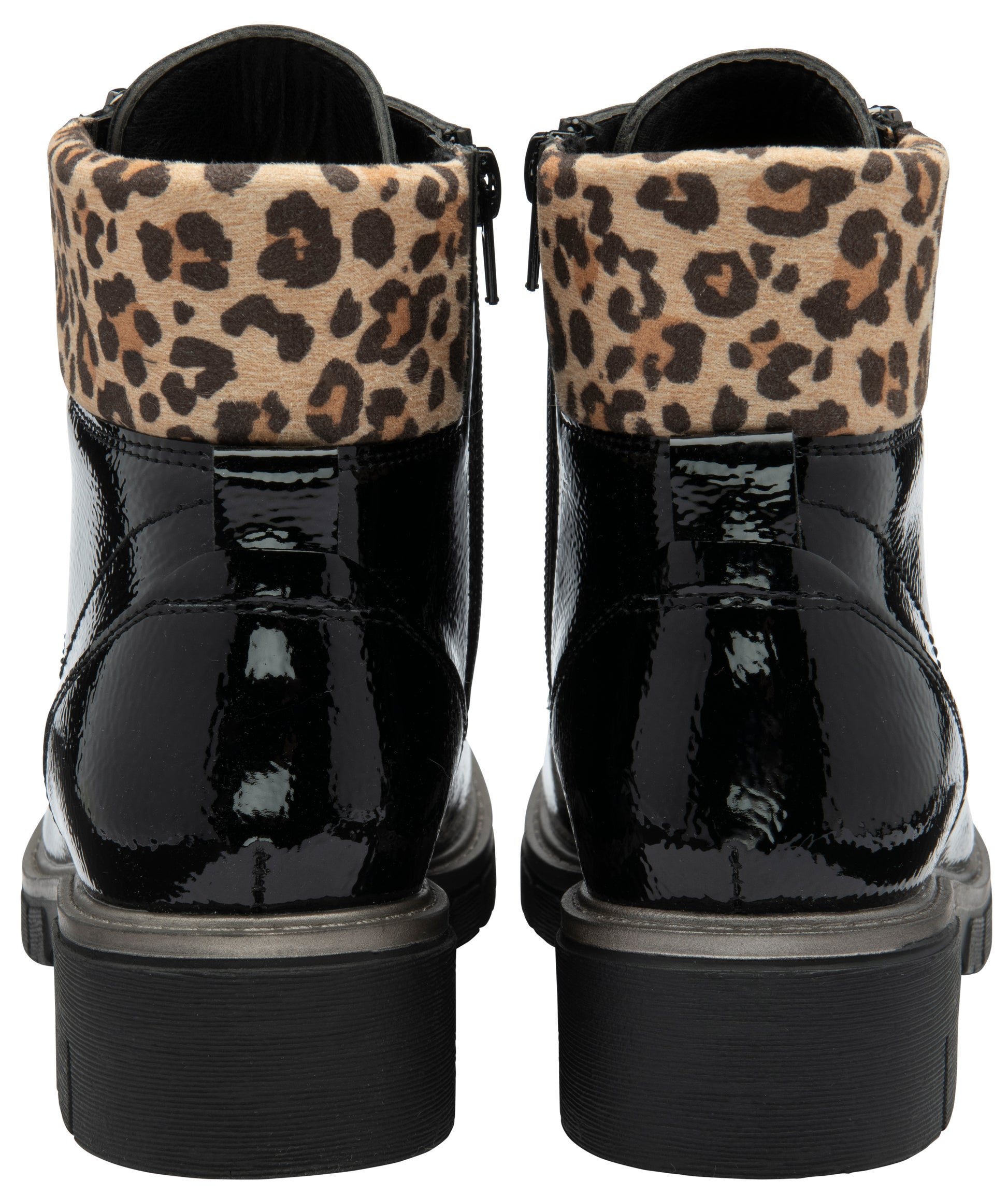 Lotus Boot Charleston Patent Ankle Boot with Lace and zip BLACK PAT ULB383