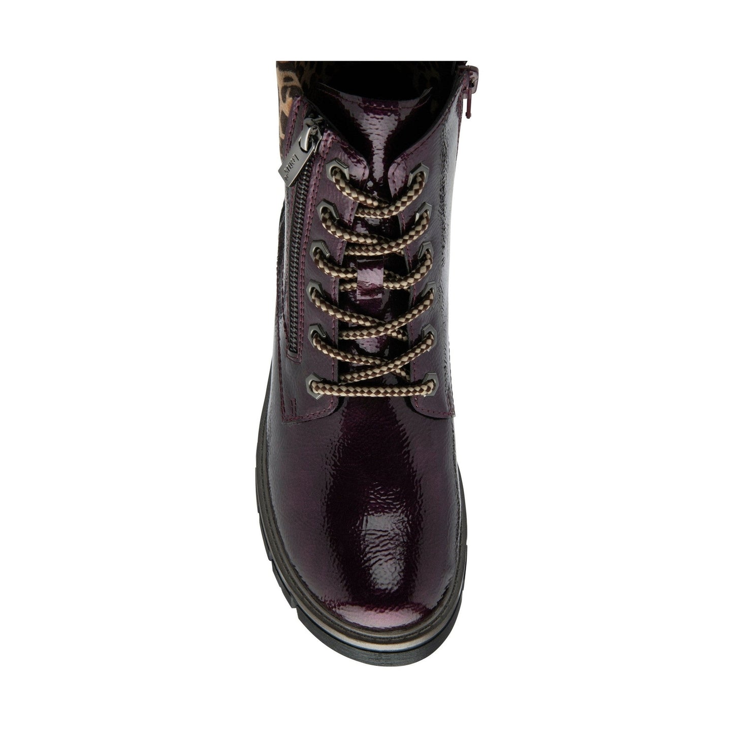 Lotus Boot Charleston Patent Ankle Boot with Lace and zip PURPLE ULB383