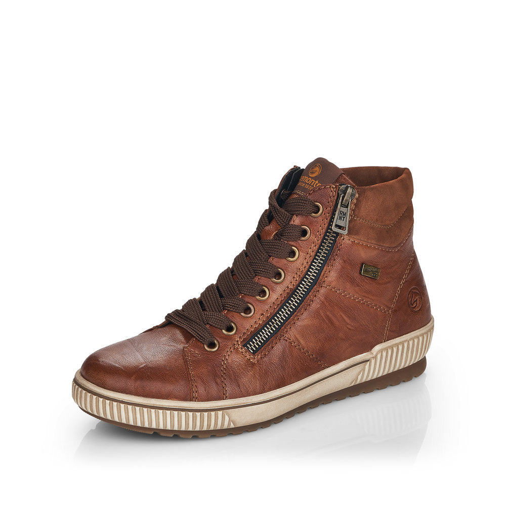 Remonte Ankle Boot D0772-22 BROWN LEATHER with Lace and Zip
