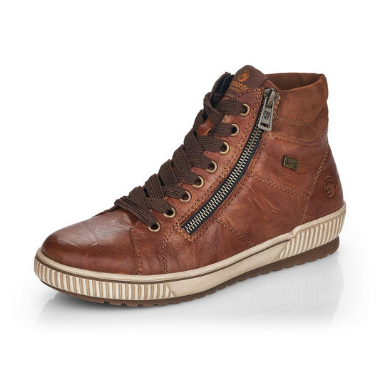 Remonte Ankle Boot D0772-22 BROWN LEATHER with Lace and Zip