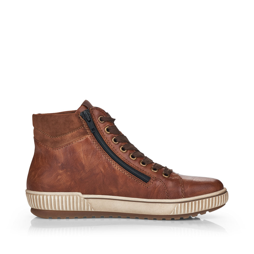 Remonte Ankle Boot D0772-22 BROWN LEATHER with Lace and Zip