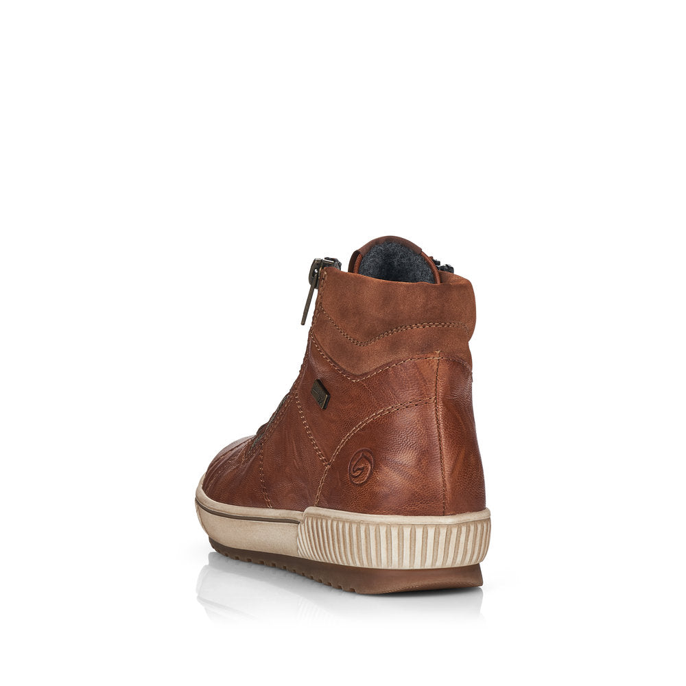 Remonte Ankle Boot D0772-22 BROWN LEATHER with Lace and Zip