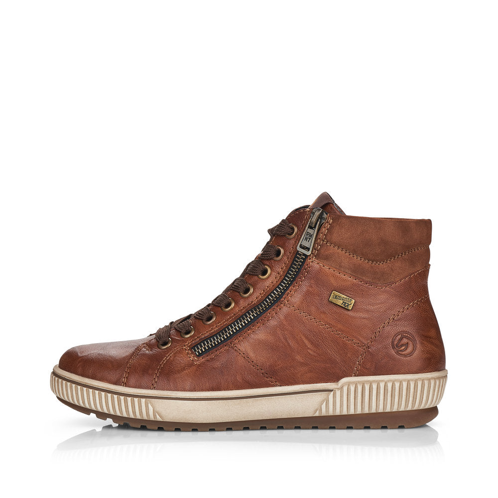 Remonte Ankle Boot D0772-22 BROWN LEATHER with Lace and Zip