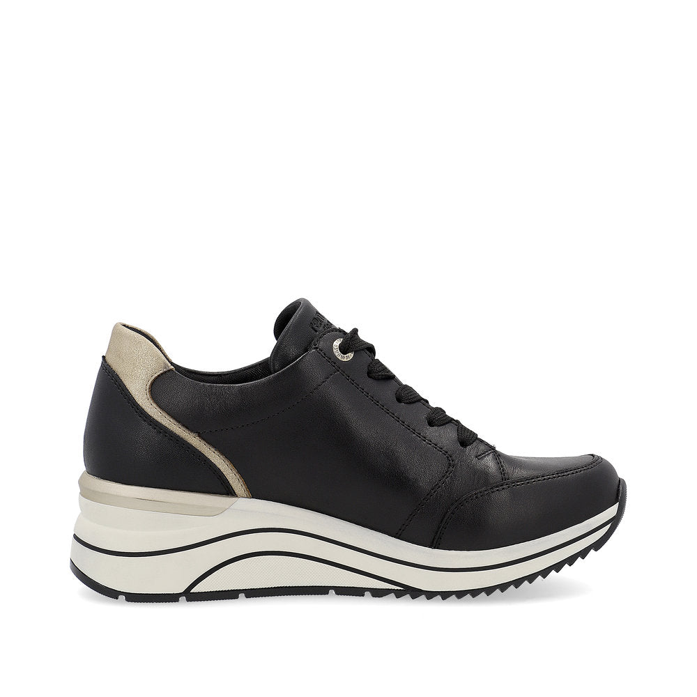 Remonte Trainer Shoe with Lace and Zip D0T03-01 BLACK LEATHER