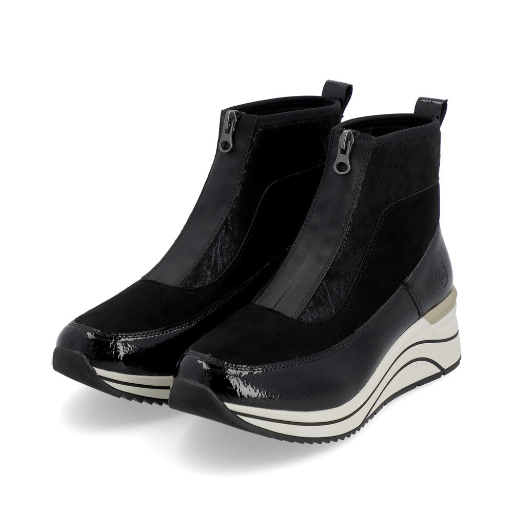 Remonte Ankle Boot D0T71-01 BLACK with front Zip