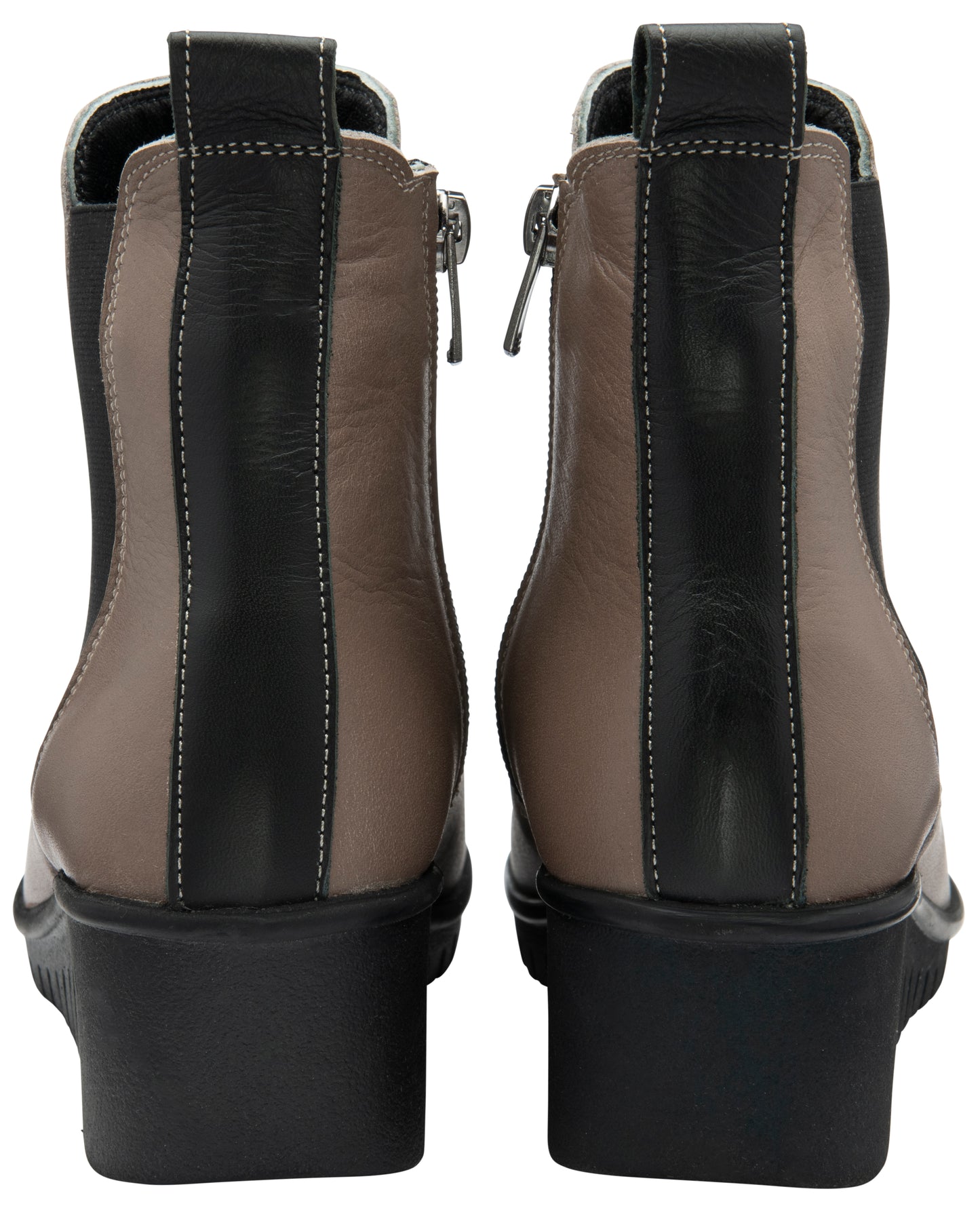 Lotus Boot Dresden Leather Ankle boot with wedge sole elasticated sides and zip CLAY DRESDEN