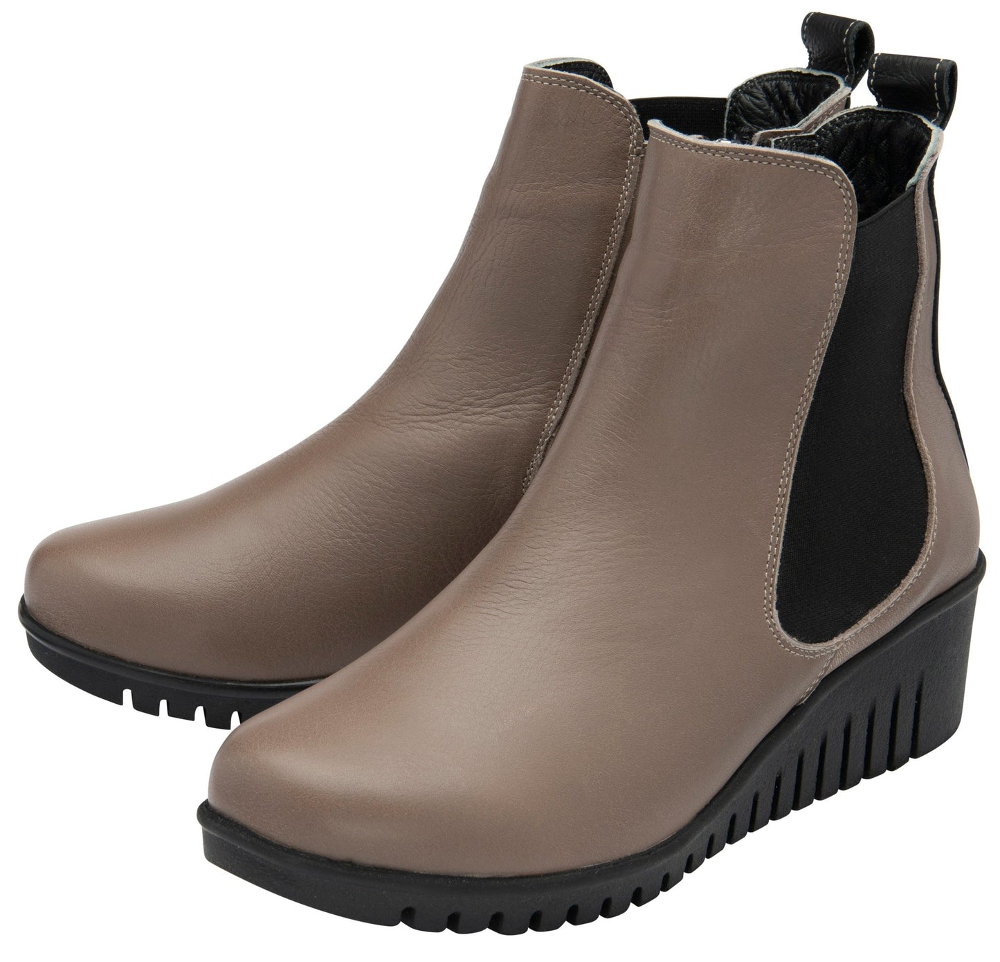 Lotus Boot Dresden Leather Ankle boot with wedge sole elasticated sides and zip CLAY DRESDEN
