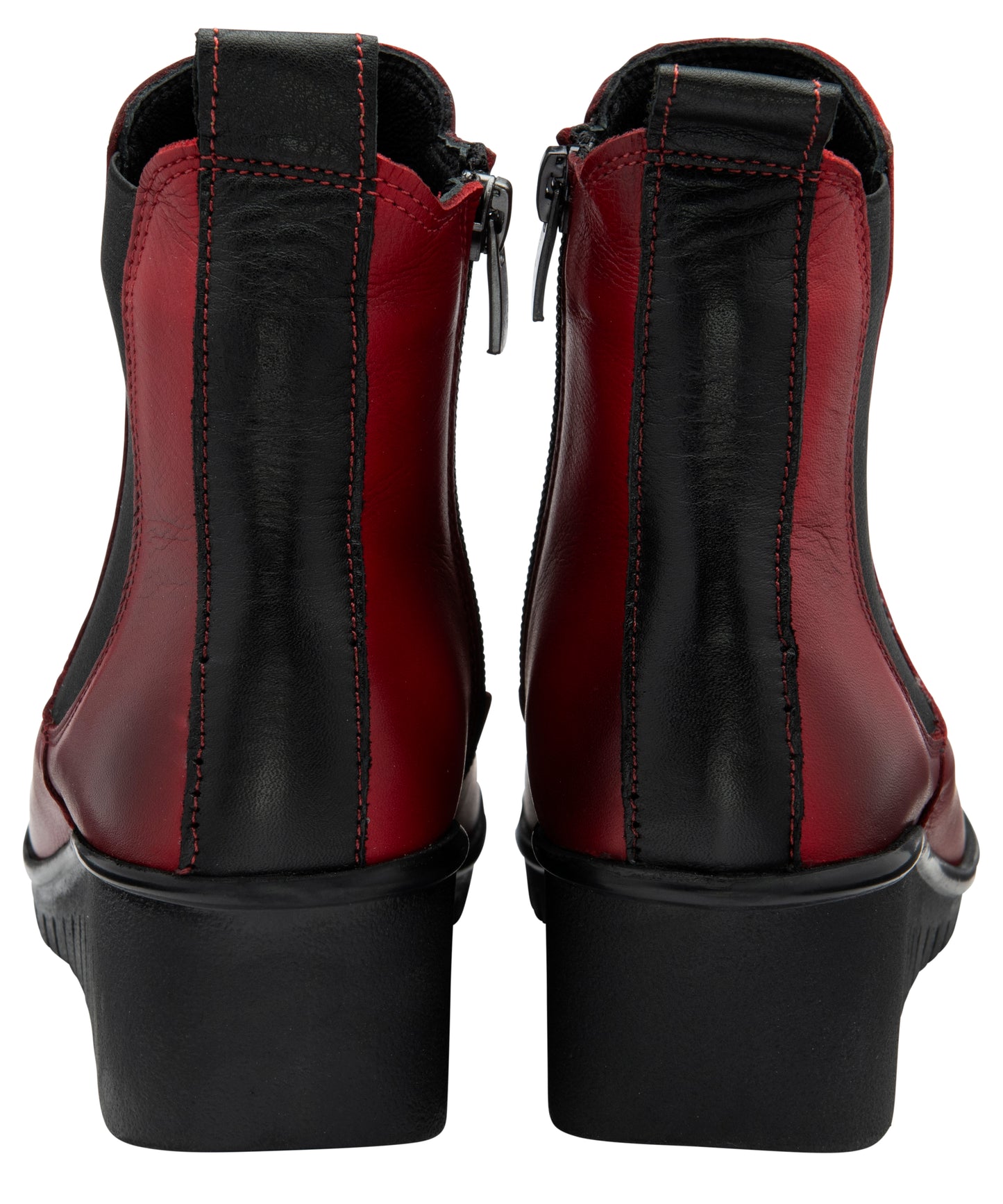 Lotus Boot Dresden Leather Ankle boot with wedge sole elasticated sides and zip RED DRESDEN