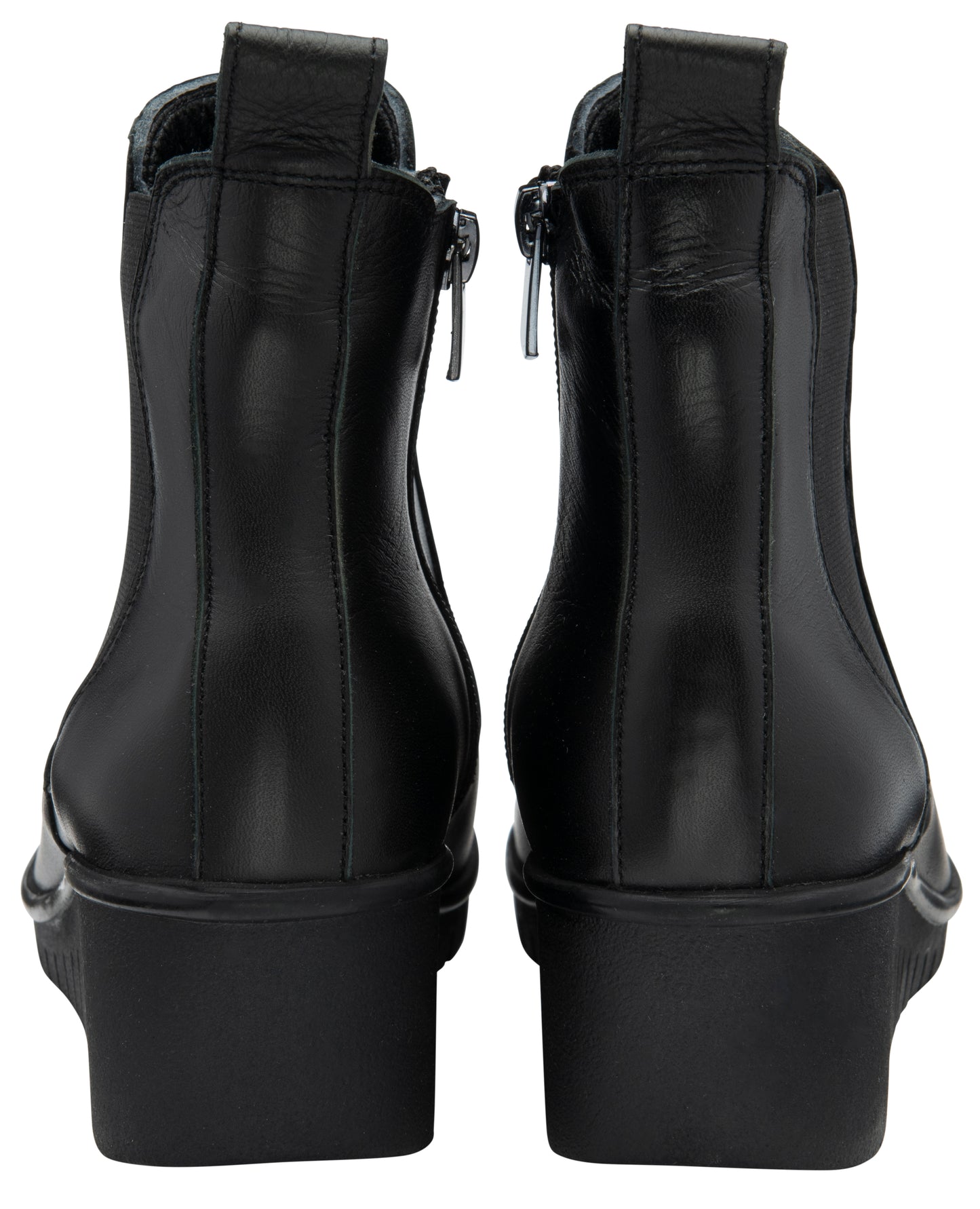 Lotus Boot Dresden Leather Ankle boot with wedge sole elasticated sides and zip BLACK DRESDEN